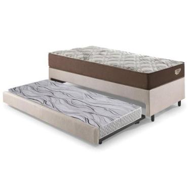 Imagem de Bicama Box Solteiro Linho Bege 88x188x28 cm com Colchão Relax Adorabil