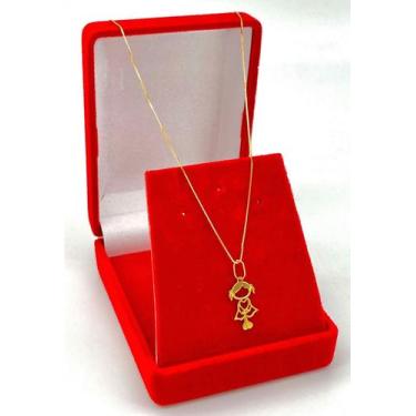Imagem de Cordão Veneziana De Ouro 18k Com 40cm E Pingente Menina - DR Joias