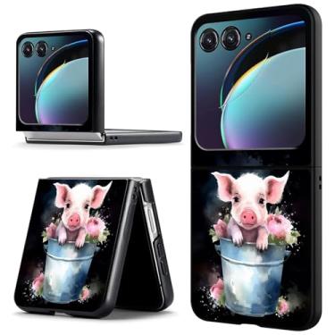 Imagem de ACWDMKH Capa protetora para Motorola Moto Razr 2024, Moto Razr 50, fofa, fina, rígida, policarbonato, ultrafina, antiarranhões, à prova de choque, porco fofo