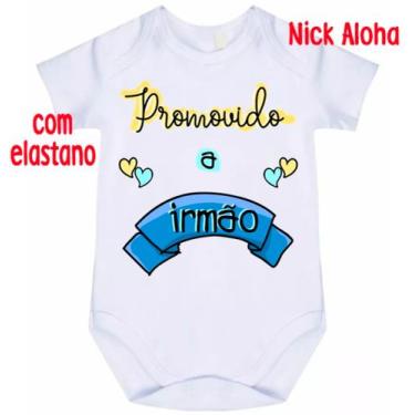 Imagem de body bebê promovido a irmão cód 9820 - nick aloha, Branco, M