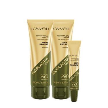 Imagem de Kit Lowell Bioplastia Clinic Shampoo Extra e Bio Shock (3 produtos)