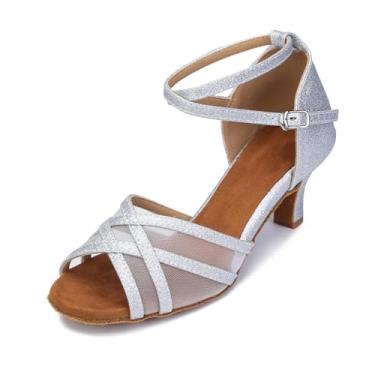 Imagem de Akanu Sapatos de dança latina femininos sapatos de dança salsa de salão, Prata, 40