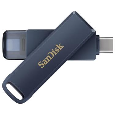 Imagem de SanDisk Unidade de telefone de 64 GB para iPhone - Funciona com iPhone 15 e mais recentes (conector USB-C) e iPhone 14 e mais antigos (conector Lightning), Metallic Sky - SDIXD0N-064G-GN6NN