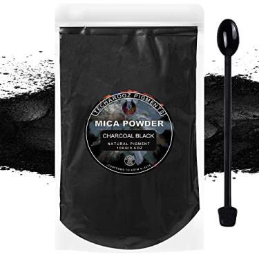 Imagem de Pó de mica preto carvão para resina epóxi 100 g / 3,5 oz. Saco selado - TECHAROOZ 2 tons resina corante cor pigmento em pó para brilho labial, unhas, corante para bombas de banho de geleca fabricação de sabão e argila de polímero