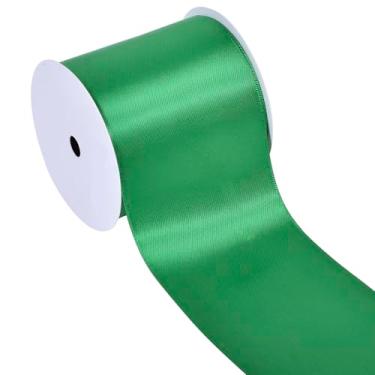 Imagem de YAMA Fita de cetim dupla face verde, 7,6 cm e 10 metros, ótima para artesanato, laços, buquê de flores, casamento, decoração de casa, embrulho de presente