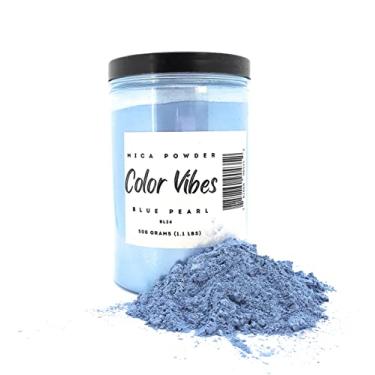 Imagem de COLOR VIBES - Tinta pigmentada em pó de mica pérola – 500 gramas – Melhor preço para belas artes, artesanato, pintura, sabão bomba de banho, fabricação de joias de geleca, resina epóxi, marcenaria (azul BL24)