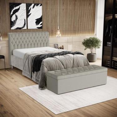 Imagem de Kit Cabeceira Bellatrix 140 e Calçadeira Sagitarius Couro Aradecor, Be