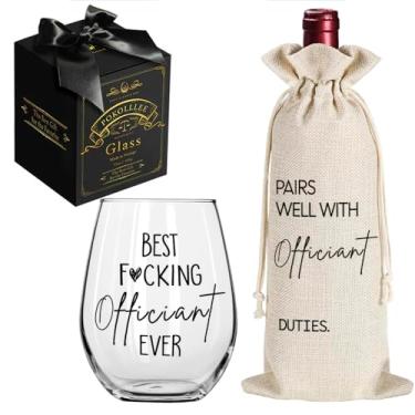 Imagem de Pokolllee Presentes engraçados de taça de vinho oficial de casamento para oficiais, melhores presentes oficiais do noivo da noiva, melhores presentes de casal, noiva noivo obrigado taça de vinho