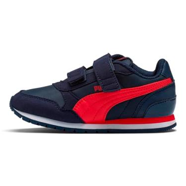 Imagem de PUMA Tênis infantil unissex ST Runner Hook and Loop, Peacoat-ribbon vermelho, 13.5 Little Kid