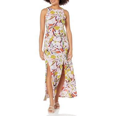 Imagem de London Times Vestido maxi feminino com fenda dupla, ocasião de férias, evento, convidada, Laranja/rosa claro, 50