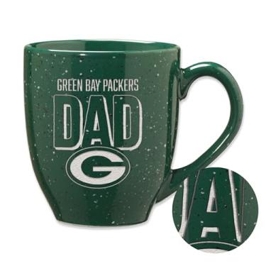 Imagem de Rico Industries NFL Football Green Bay Packers Dad Green 473 g Caneca de café de cerâmica salpicada gravada a laser