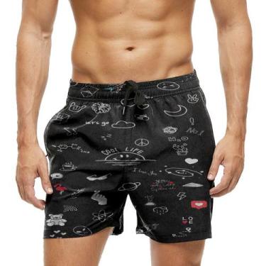 Imagem de Short Praia Shorts Banho Bermuda Verão Cool Life Desenhos Arte White 3