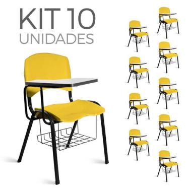 Imagem de Cadeira Plástica Universitária Kit 10 A/E Amarelo Lara - Shop Cadeiras