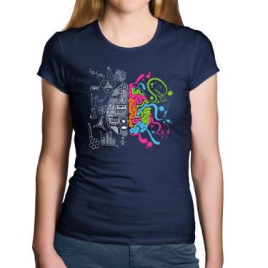 Imagem de Baby Look Algodão Cérebro Analítico e Criativo - Foca na Moda, Marinho