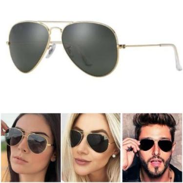 Imagem de Óculos De Sol Aviador 3025 3026 Clássico Feminino Masculino Dourado Pr