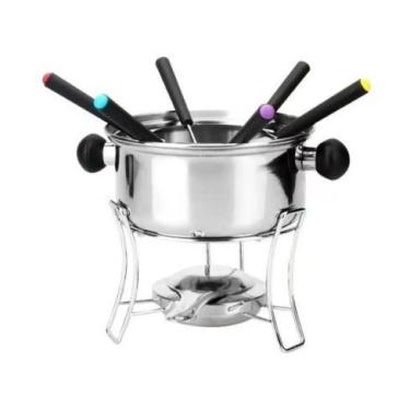 Imagem de Panela De Fondue Chocolate Conjunto Com 10 Peças Em Inox Plástico Baqu