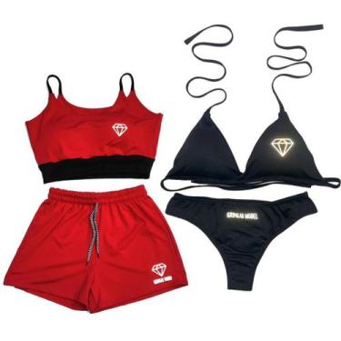 Imagem de Conjunto Duo com Bojo + Biquíni estampas refletivas - Gringas Model, V