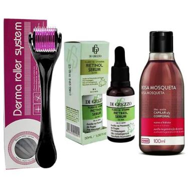 Imagem de Kit Microagulhamento: Dermaroller + Sérum Hidratante Retinol + Óleo Co