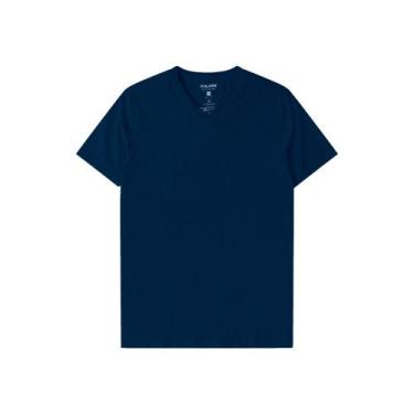 Imagem de Camiseta Básica Masculina Gola V Malwee Ref. 04422, Azul marinho, XGG