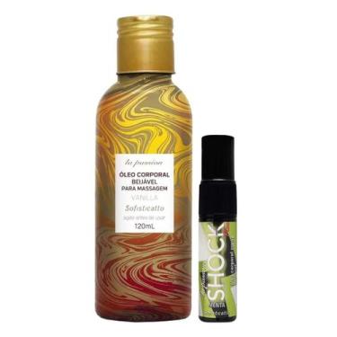 Imagem de Kit Top Sensual Óleo para Massagem: Beijável Vanilla + Shock Plus Ment