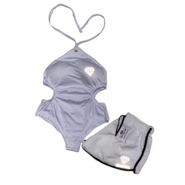 Imagem de Body Maiô Branco + Short Tactel Gringas Model, Preto, Único 36-48