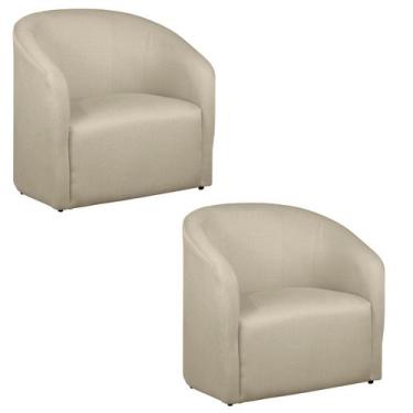 Imagem de Kit 02 Poltrona Decorativa Recepção Sala de Estar Lara Linho - Fina Mo