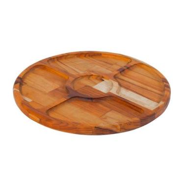 Imagem de Tábua de Frios Petisqueira Redonda Madeira 5 Divisórias 33cm - Libanez