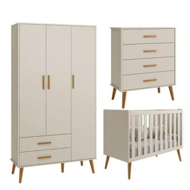 Imagem de Quarto Isis Berço Americano 2 em 1 + Comoda Gaveteiro + Guarda Roupa I