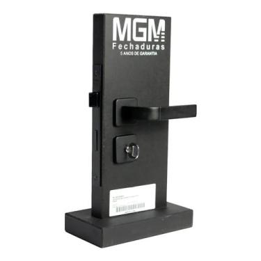 Imagem de Fechadura de Porta Madeira Banheiro Roseta Módena Preta Fosco MGM