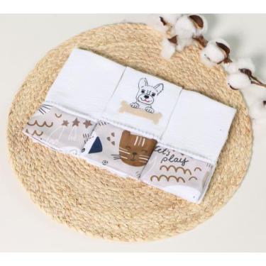 Imagem de Kit Fralda de Boca Bebê 100% Algodão Estampada Variedades Menino - Ben