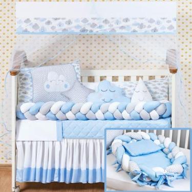 Imagem de Kit Berço Completo Chuva de Amor Nuvem Gota Estela + Ninho Redutor Tra