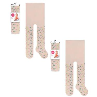 Imagem de Kit 2 Meias Calça Grossa Selene Bebê Em Algodão De Inverno Estampada, 