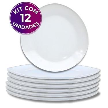 Imagem de Kit 12 Pratos Rasos Triangular de Melamina Plástico Resistente Premium
