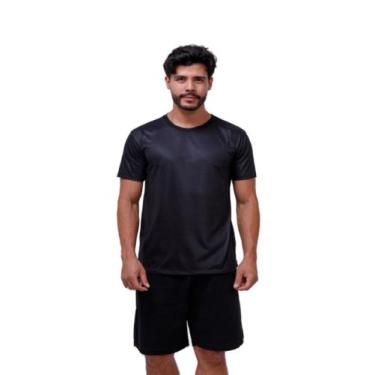 Imagem de Camiseta Lisa Básica Masculina 100% Poliéster Preta - Rcv Store, P, Pr