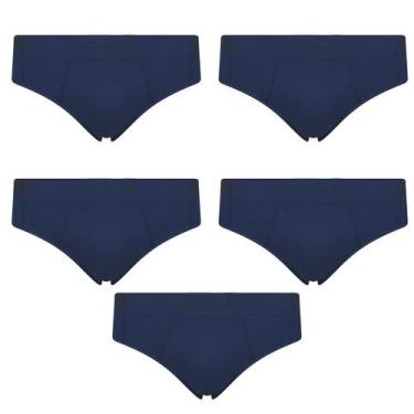 Imagem de Kit 5 Cueca Selene Masculina Slip Microfibra sem costura, Azul, G