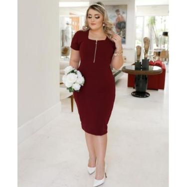 Imagem de Vestido Midi Tubinho Zíper Moda Feminina Evangélica - Miss Flower, Vin