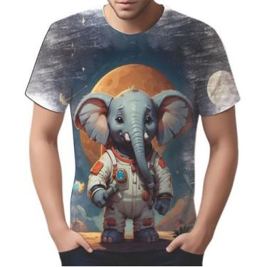 Imagem de Camiseta Camisa Tshirt Animal Elefante Astronauta Lua Marte - Enjoy Sh