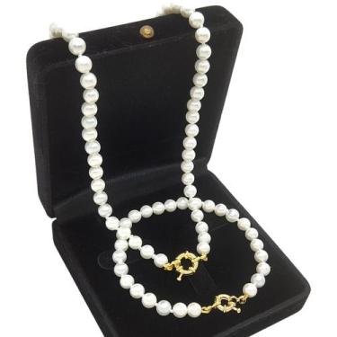 Imagem de Conjunto Pérola 6mm Colar 45cm + Pulseira Banho De Ouro 4818 - Très Ch
