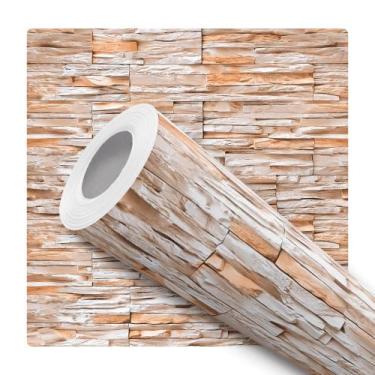 Imagem de Papel De Parede Adesivo Lavável Sala Pedra Rustica Canjiquinha Efeito 