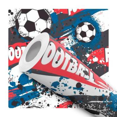 Imagem de Papel de Parede Vinílico Autoadesivo Lavável Futebol Bola Infantil Men
