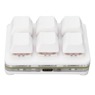 Imagem de Mini Teclado de 6 Teclas, Teclado Osu Programável Personalizado Macro Rgb Com Interruptor Vermelho, Teclado de Jogos Com Uma Mão para Escritório de Jogos (Branco)