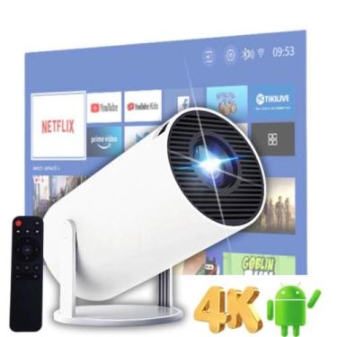 Imagem de Mini Projetor Smart 4k Wifi 1080p HD HY300 Cor Branco compacto e leve 