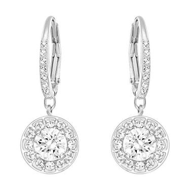 Imagem de Swarovski Brincos perfurados de luz branca encantadores e deslumbrantes banhados a ródio autêntico de cristal