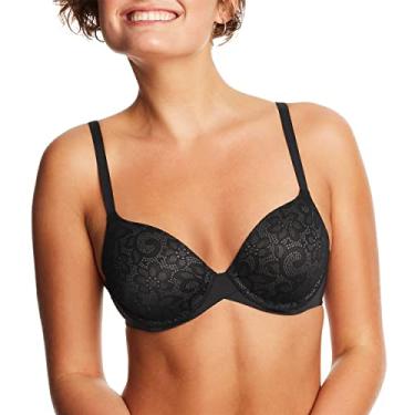 Imagem de Maidenform Sutiã feminino One Fab Fit Modern Demi Underwire, Preto/cinza carbono, 32A