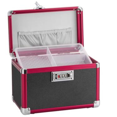 Imagem de LOCKCURX Caixa de medicamentos – Caixa de remédios à prova de crianças com trava de combinação, estojo de armazenamento médico com bandeja, organizador de primeiros socorros para viagem vazio - 25 x