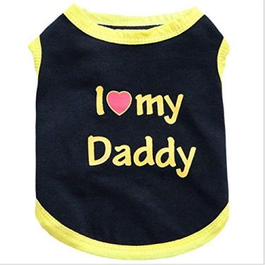 Imagem de Camiseta para cachorro de estimação I Love My Daddy Mommy colete presente fantasia roupas para cachorrinho pequeno gato gatinho yorkshire chihuahua poodle xícara de chá terrier coelho filhotes cães