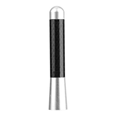 Imagem de Antena de Rádio de Fibra de Carbono, Ajuste Universal, Adequada Com 4 Parafusos para a Maioria Dos Carros (Prata)