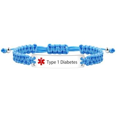 Imagem de Uloveido Pulseira de identificação de alerta médico gravada a laser para homens e mulheres de primeiros socorros de emergência, pulseira trançada feita à mão com alerta de saúde Y3944, Adjustable, Aço