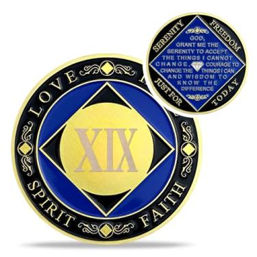 Imagem de Medalhões de 19 anos NA - fichas anônimas de recuperação de narcóticos - Moeda de sobriedade limpa de 19 anos - (anos 1-30) Journey Celebrate Recovery Addicts - Presentes de narcóticos anônimos para