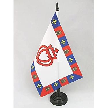 Imagem de Vendée Brasão Bandeira de mesa 12 cm x 20.3 cm - bandeira de mesa católica 21 x 14 cm - Bastão e base de plástico preto - Drapeau Armoiries de la Vendée AZ FLAG